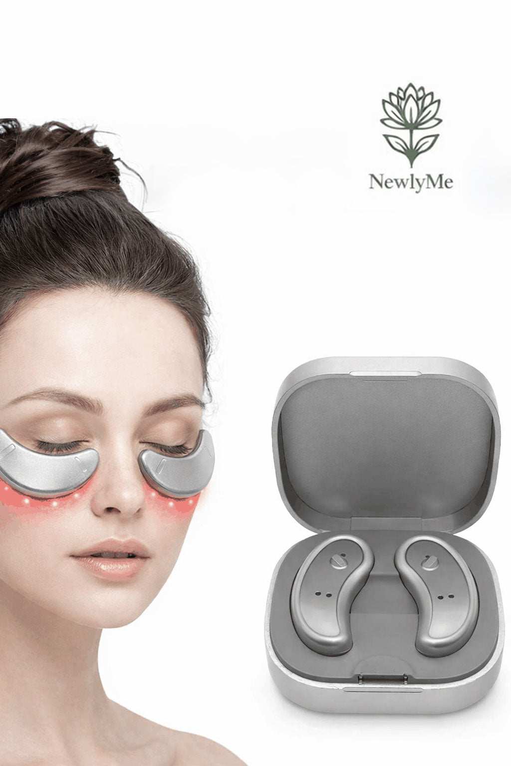 Eye Massage Muscle Stimulator with red light and EMS pulses to relax tired eye muscles and reduce eye fatigue