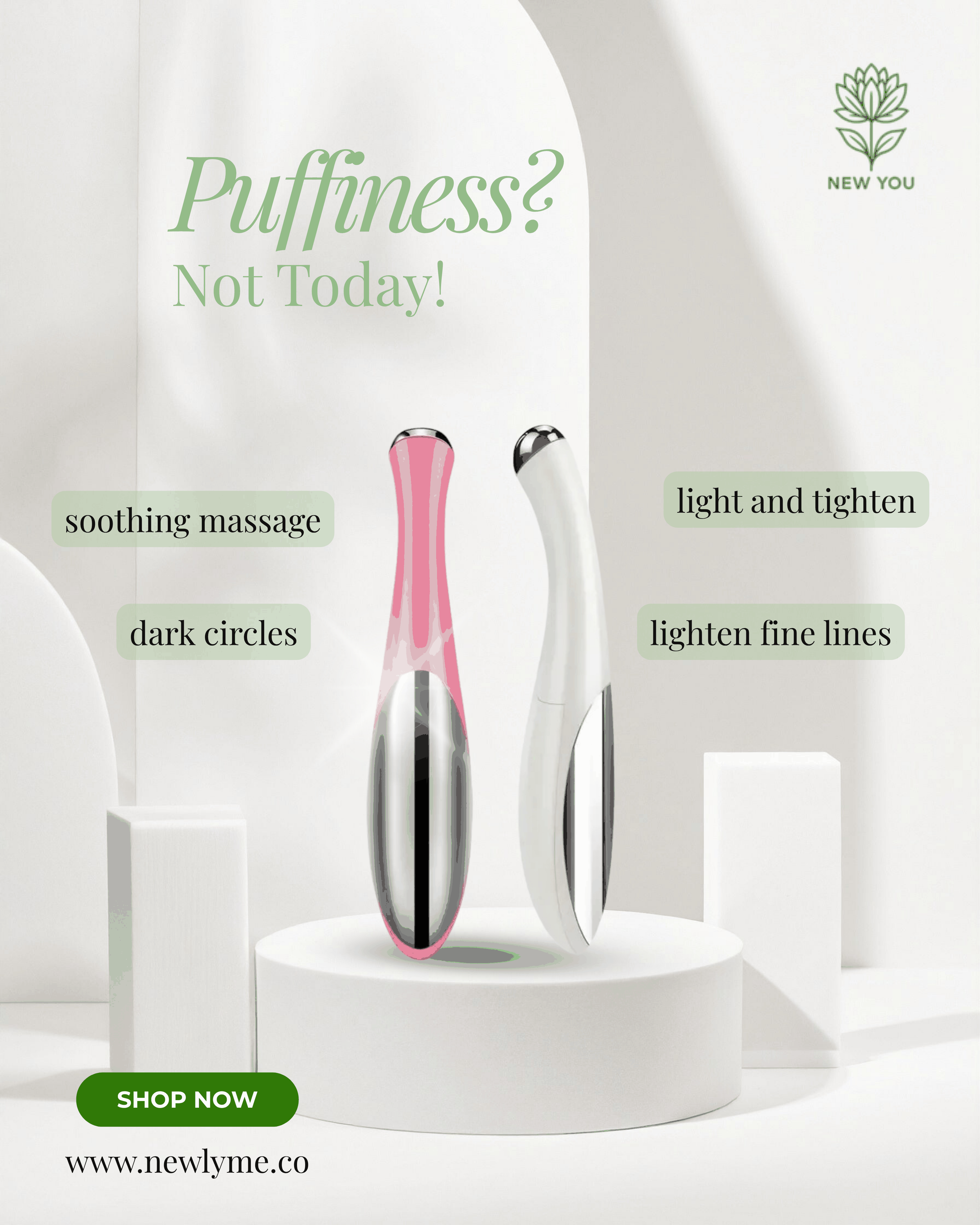 Electric Eye Massager pen for soothing massage, reducing puffiness, dark circles, and fine lines.