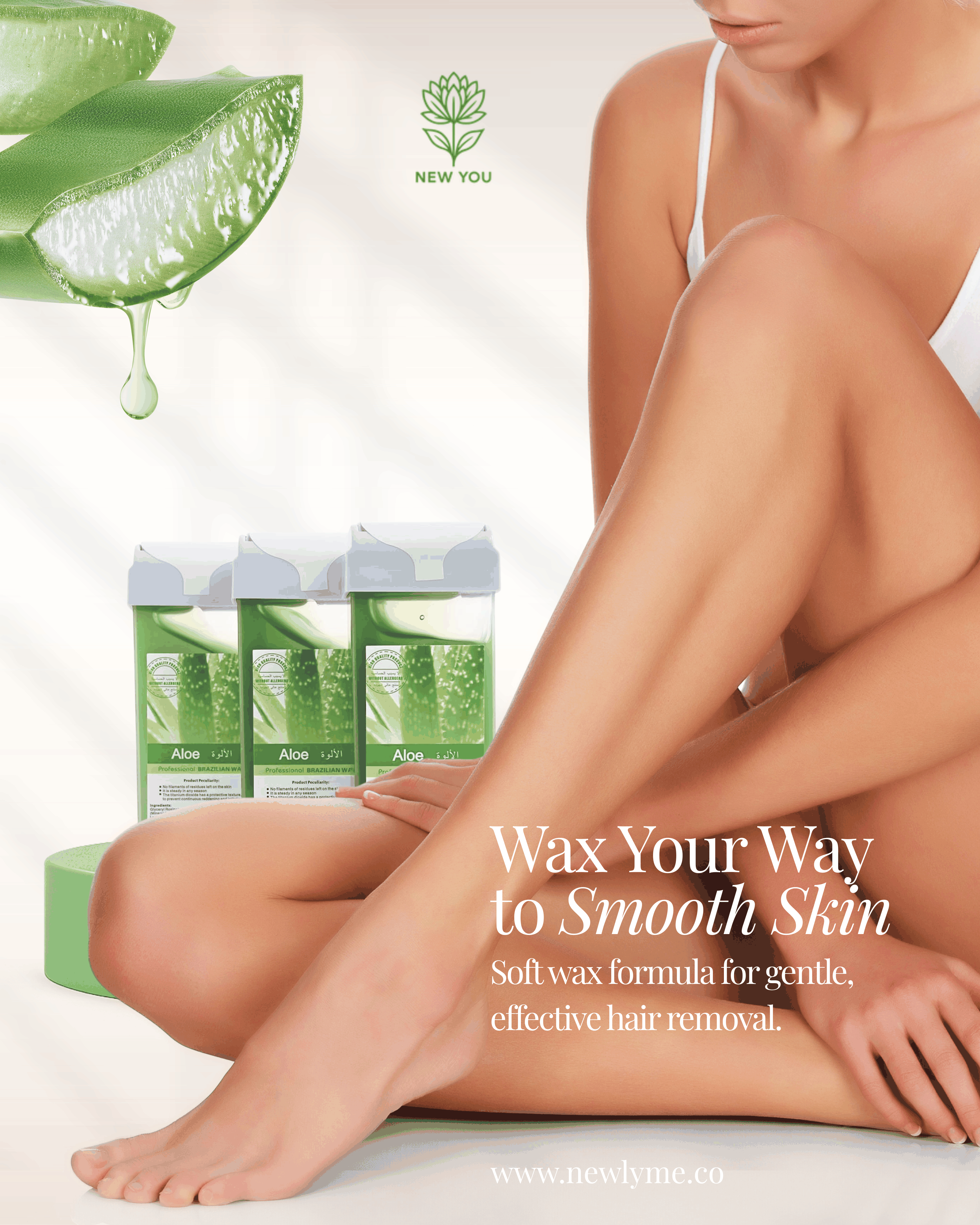 Hair removal wax refill soft wax roller cartridge with aloe for sensitive skin and smooth, gentle hair removal