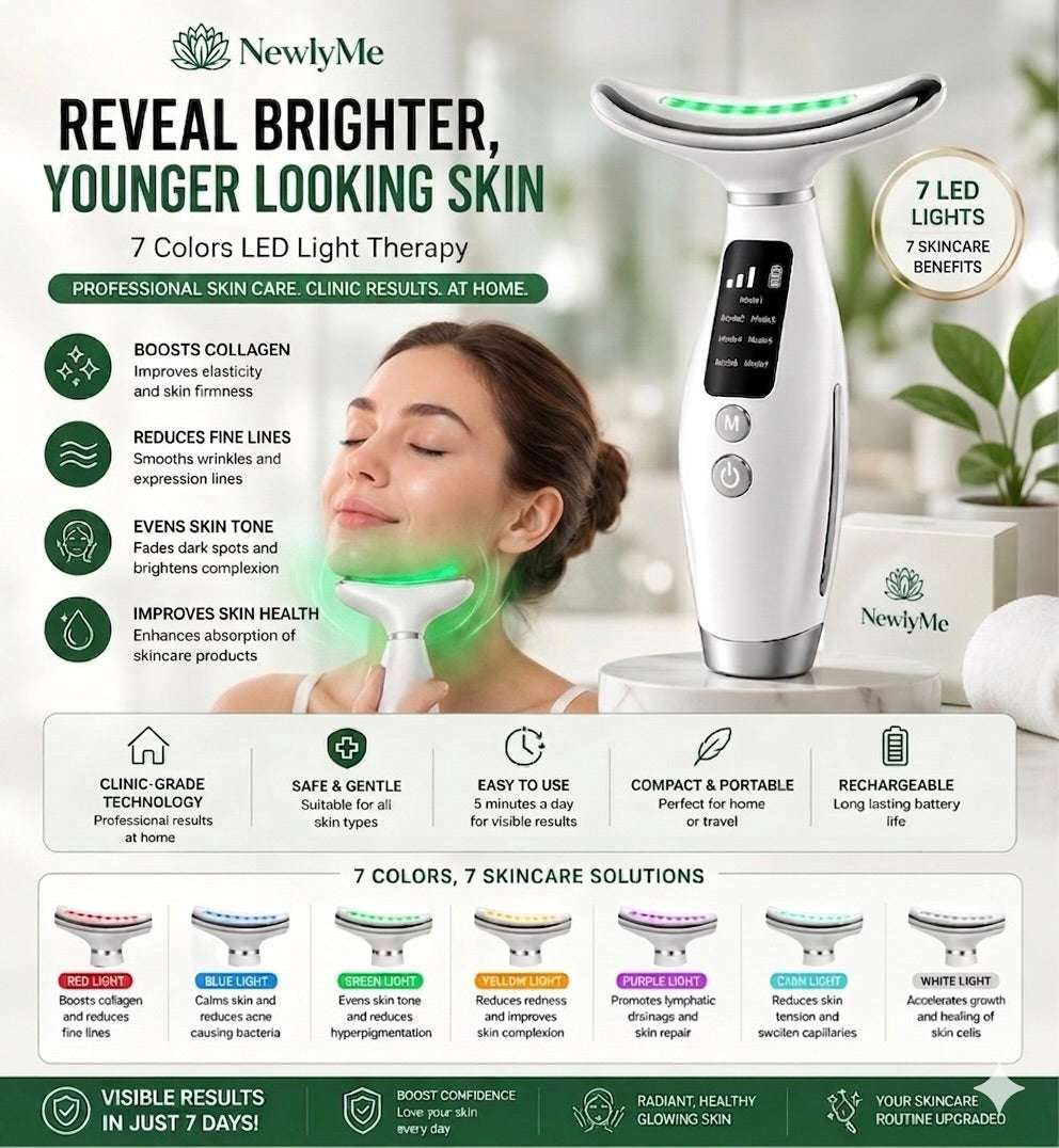 7 Color Facial Massager with LED lights for face, neck, and shoulder skincare