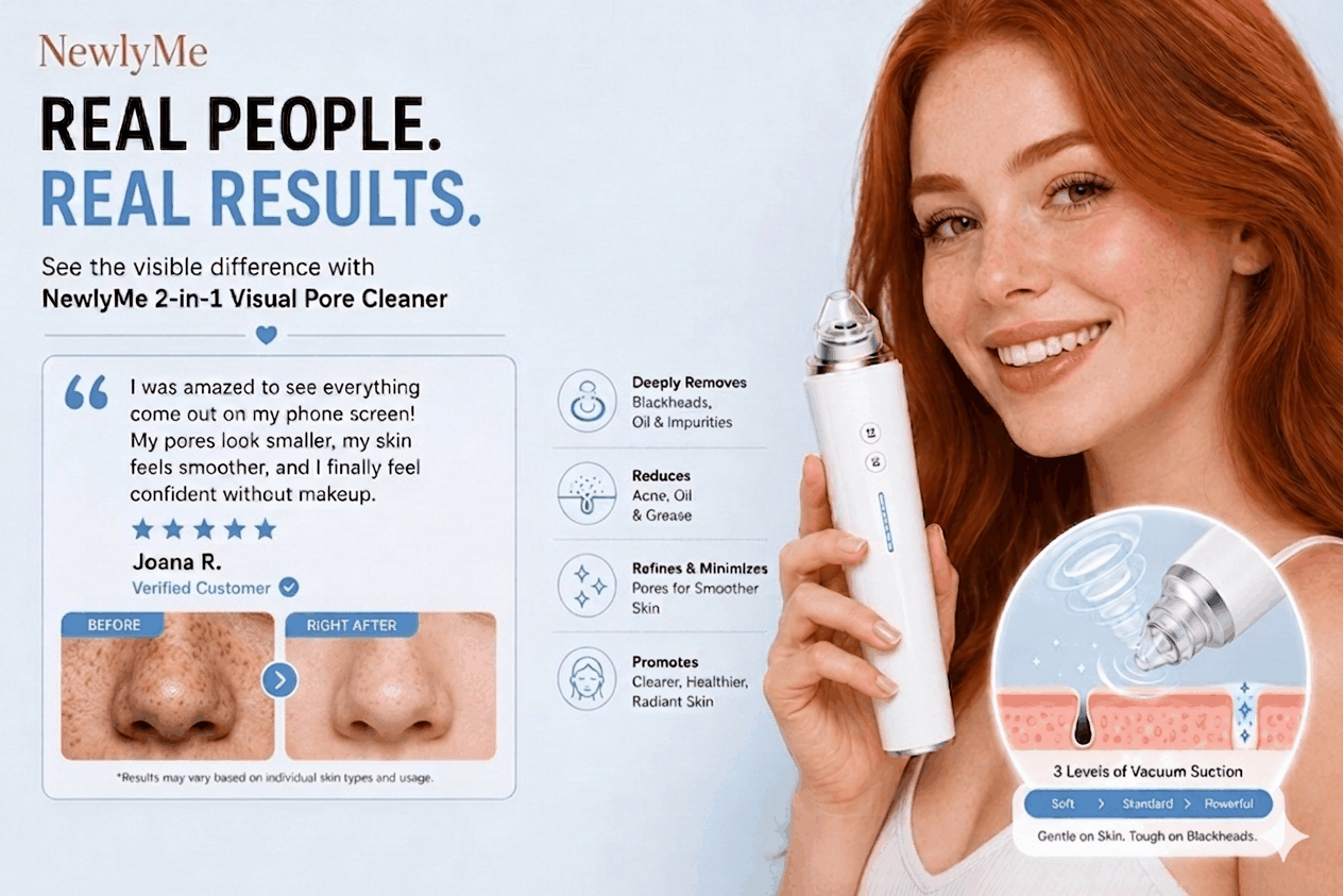 2-in-1 Visual Pore Cleaner with a woman holding the product.