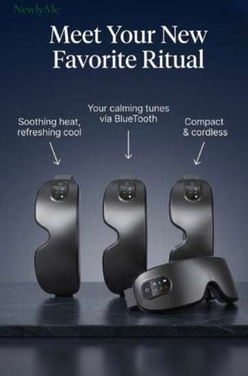 Compact 4D Eye Massager with Bluetooth, hot/cold therapy, and micro-vibration to reduce puffiness and relieve eye strain.