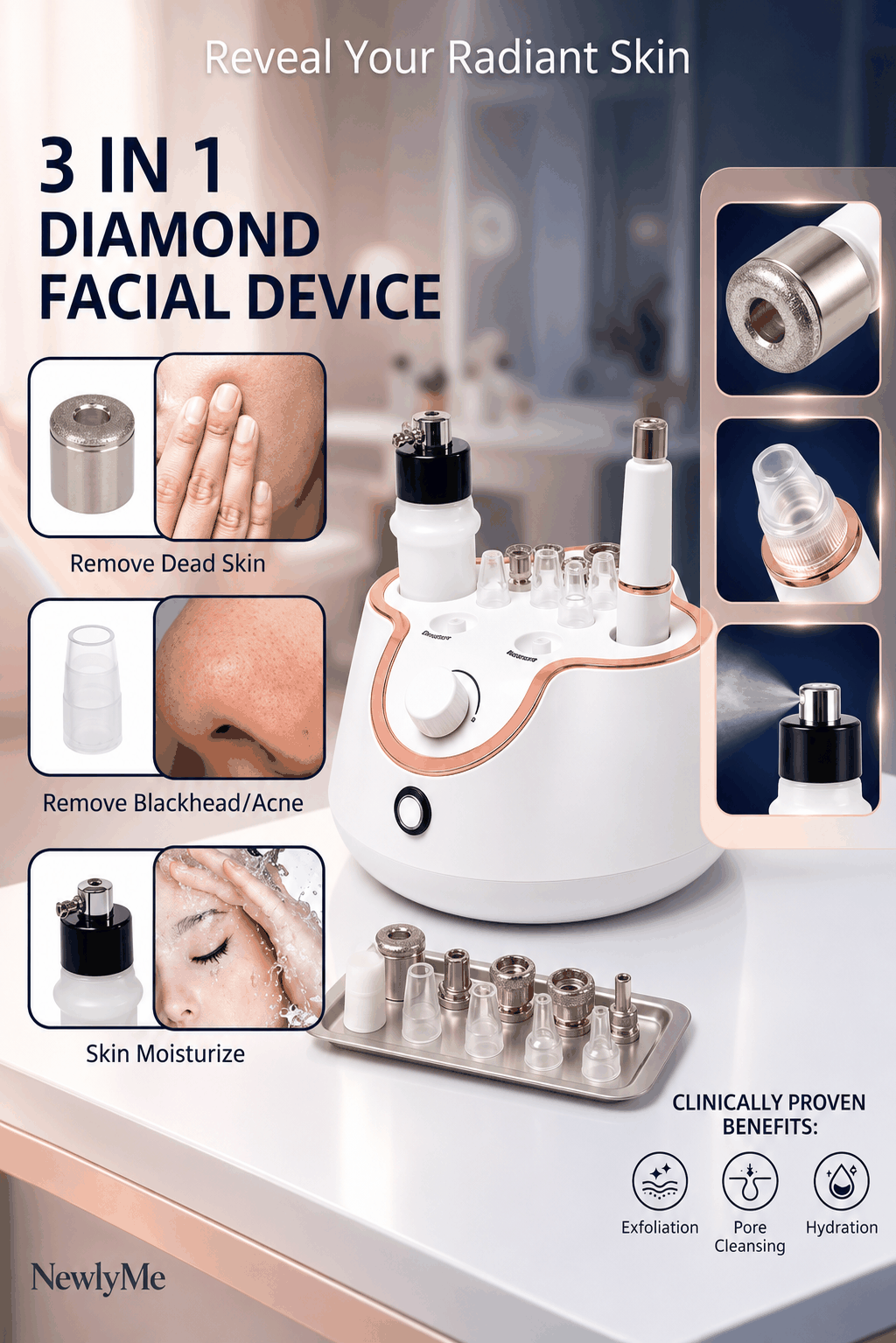 Professional grade microdermabrasion machine for home and spa use enhancing skin texture and tone