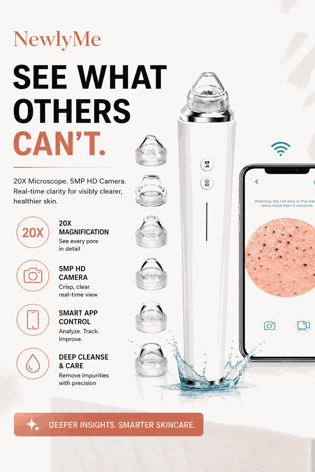Multifunctional Beauty Cleaner with app control and visual pore camera for deep pore cleansing and blackhead removal