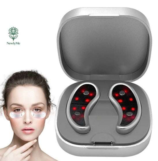 EMS micro-current red light eye massage muscle stimulator with gel patch for under eye wrinkle and dark circle treatment