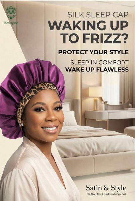 Satin Bonnet with Leopard Print Brim