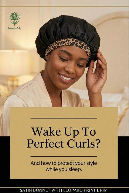 Satin Bonnet with Leopard Print Brim