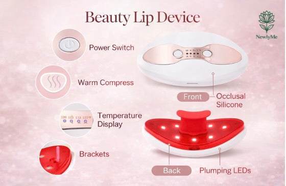 Portable Lip Plumper Red Light Therapy device with LED bulbs for lip and eye care
