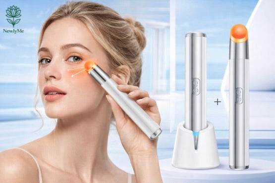 Eye and lip beauty massager with multi-spectrum light therapy and warming vibration for revitalizing skin