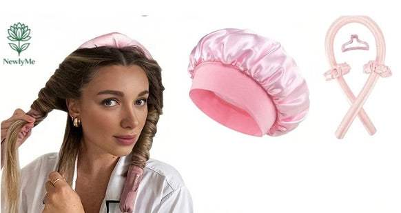 No Heat Hair Curler And Satin Sleeping Cap Set