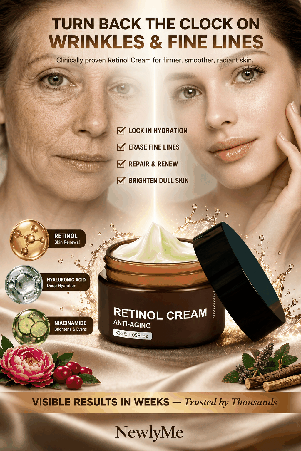 Retinol Wrinkle Remover cream jar with anti-aging benefits for smoother, firmer skin