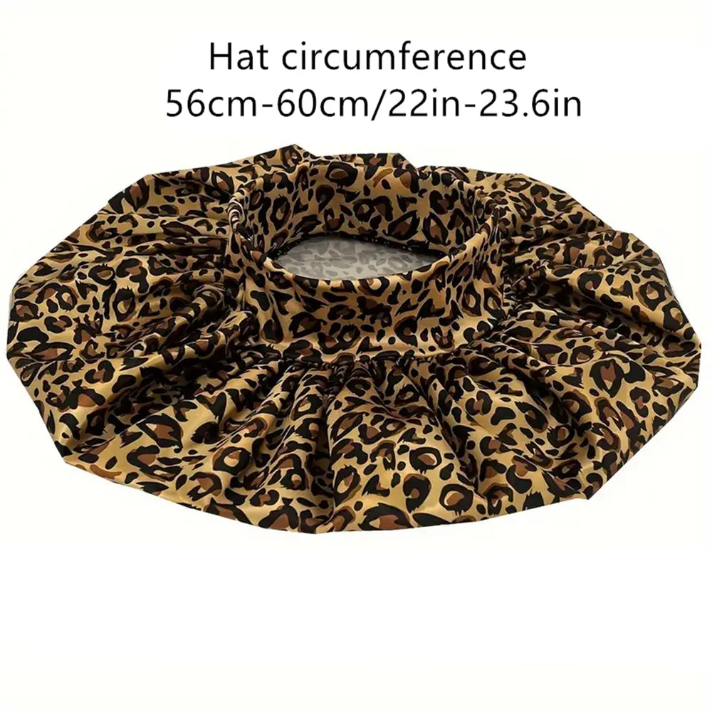 Leopard Print Satin Bonnet for Women – Sleep Cap for Hair Protection & Style