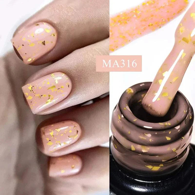 Gold Foil Glitter Rubber Base Nail Polish