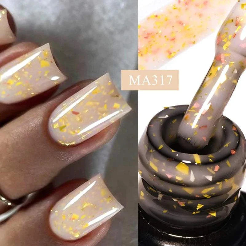 Gold Foil Glitter Rubber Base Nail Polish