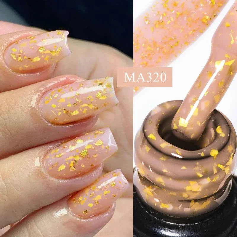 Gold Foil Glitter Rubber Base Nail Polish