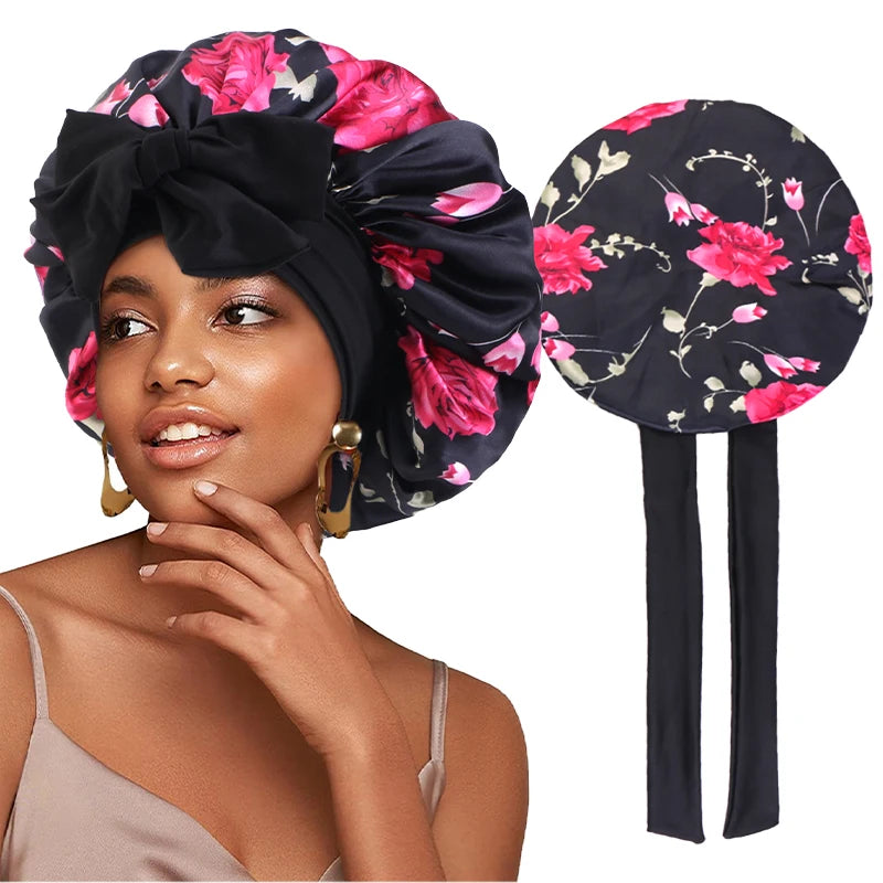 Flower print Silky Bonnet