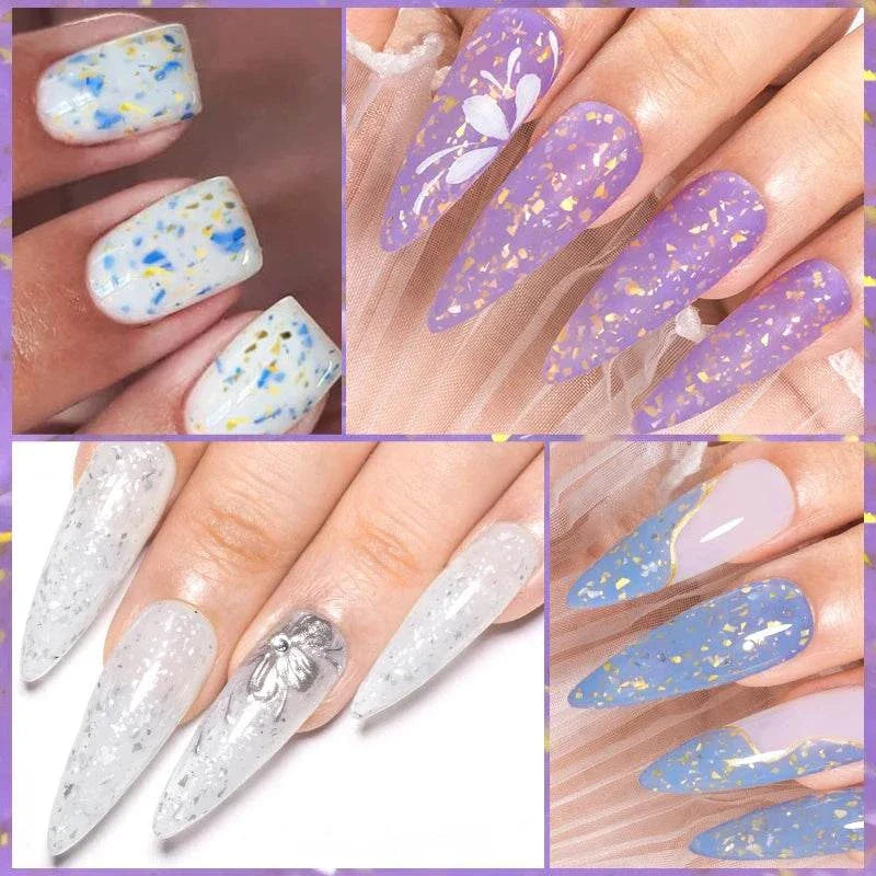 Gold Foil Glitter Rubber Base Nail Polish