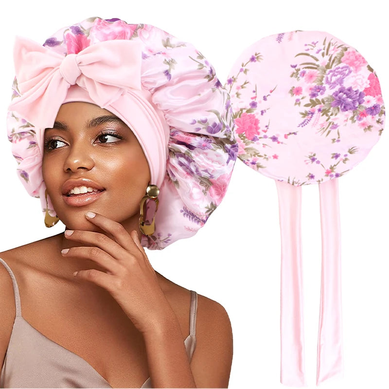 Flower print Silky Bonnet