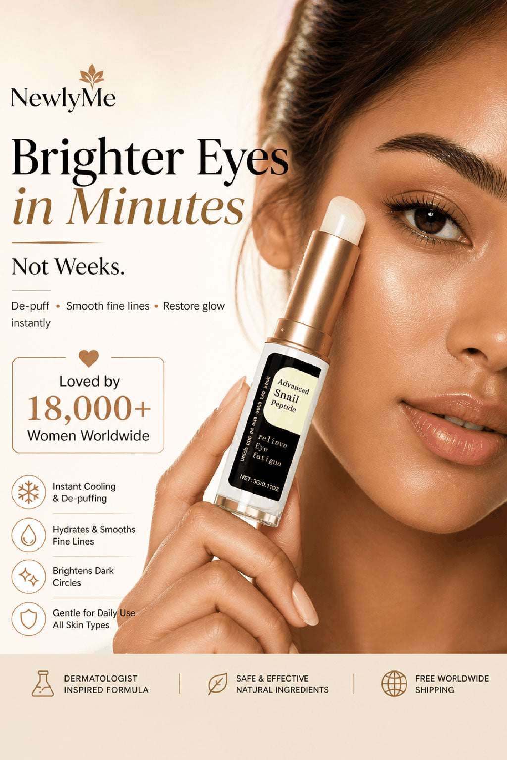 Snail Eye Cream Stick for brightening and firming delicate eye area with collagen and snail secretion filtrate
