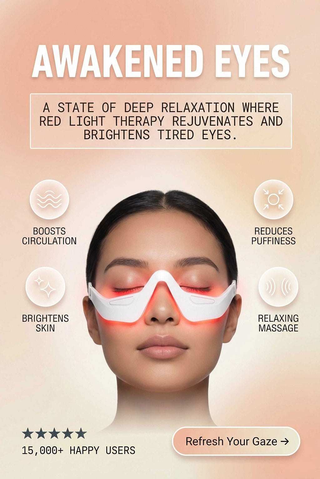 Under Eye Red Light Therapy Glasses for reducing puffiness and refreshing tired skin