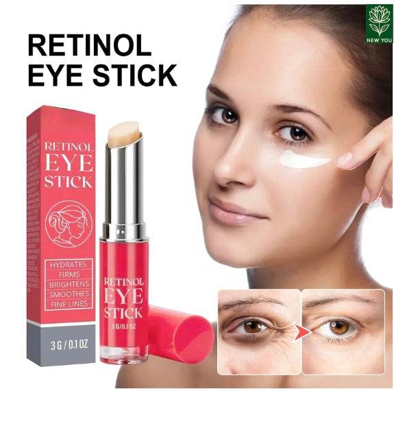 Retinol eye cream stick with hydrating and anti-aging properties reducing fine lines and dark circles around eyes