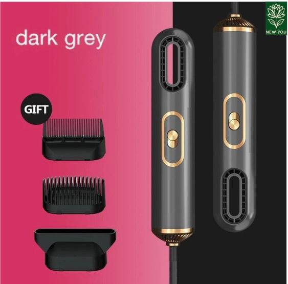 Mini 3-in-1 Electric Hair Dryer dark grey with detachable styling attachments portable blow dryer with straightening and volumizing functions