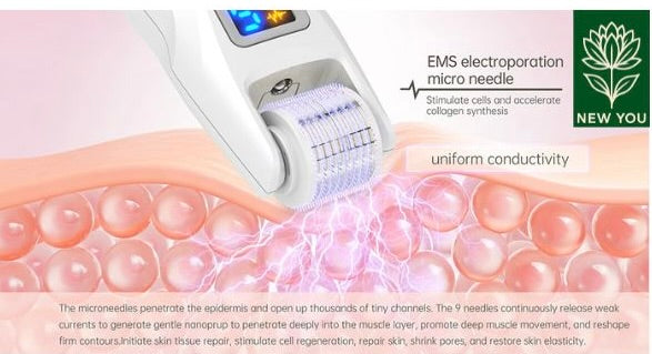 EMS Derma Roller With Red/Blue Light Therapy