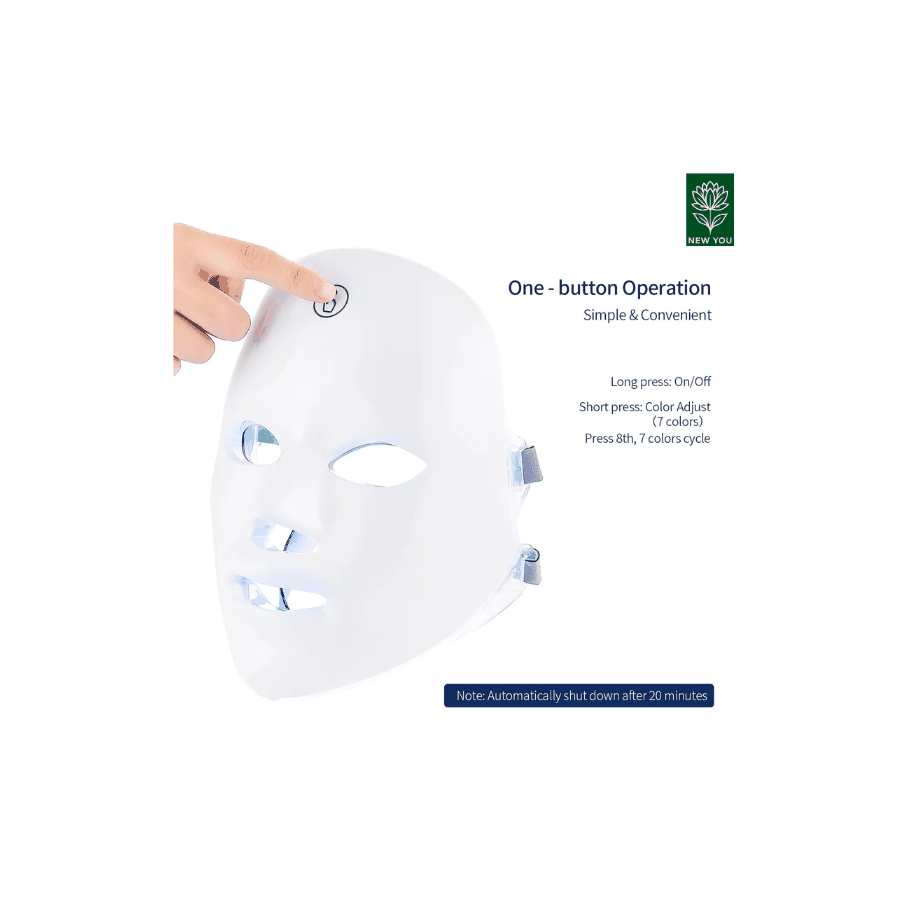 7 Color Photodynamic Therapy Face Mask with LED lights and one-button operation for skin rejuvenation and firming