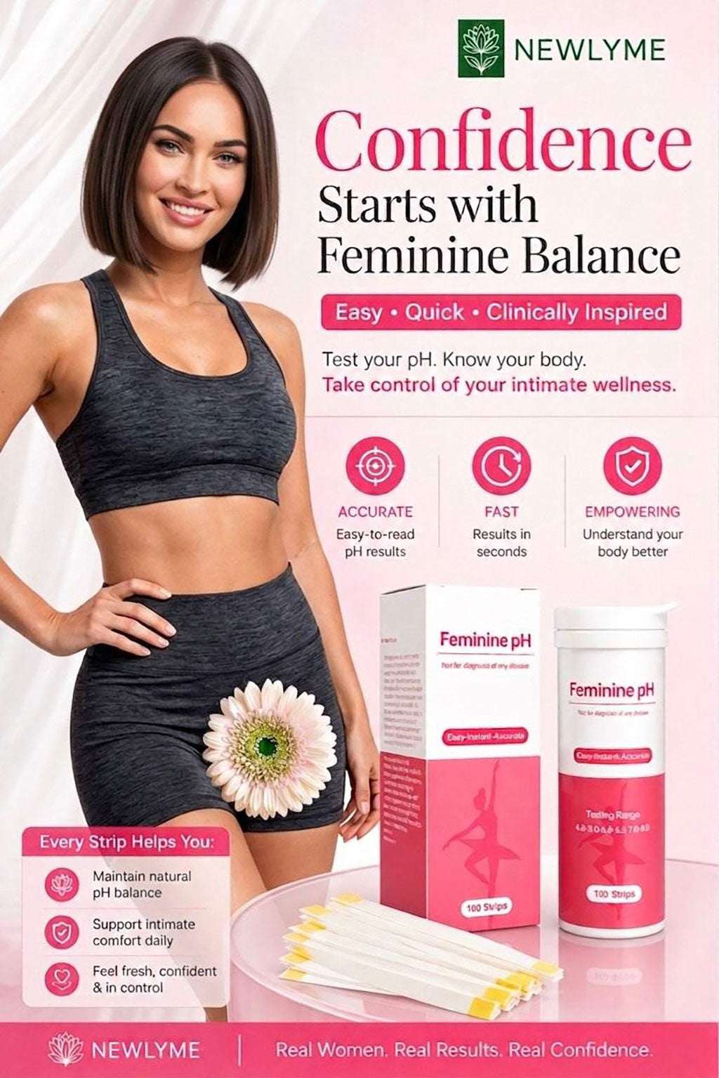 Women’s vaginal pH test strips with color chart for intimate wellness monitoring